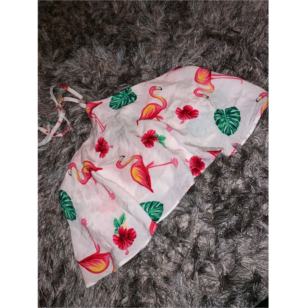 Flamingo print crop top